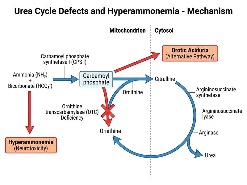 Urea Cycle Defects and Hyperammonemia diagram
