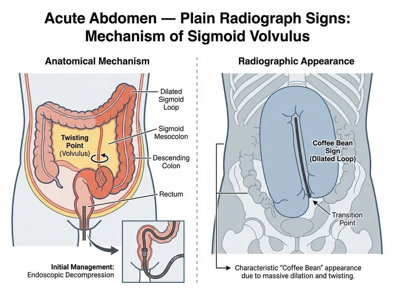 Acute Abdomen — Plain Radiograph Signs diagram