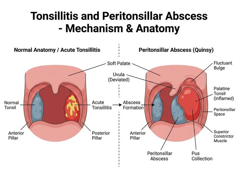 Tonsillitis and Peritonsillar Abscess diagram
