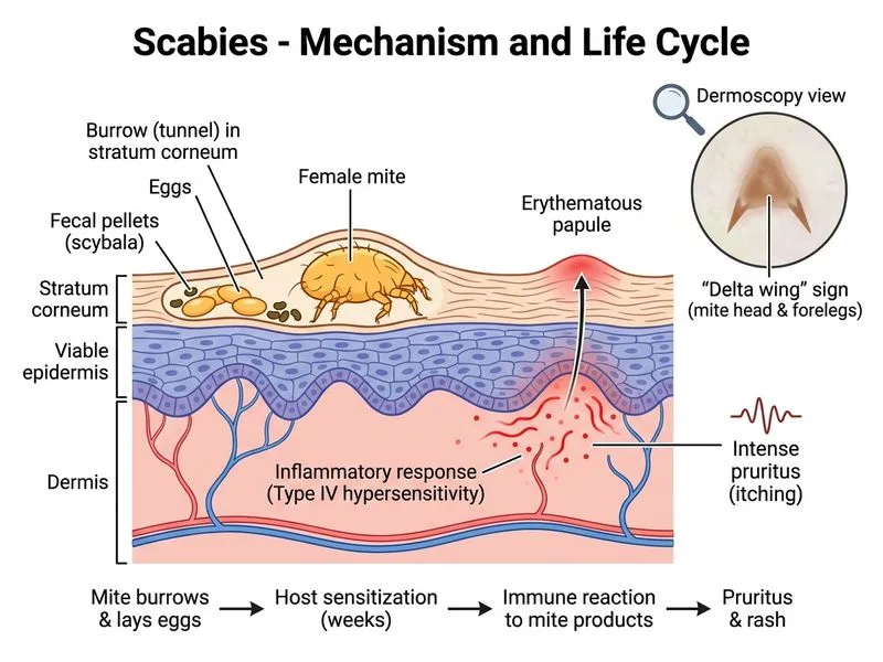 Scabies diagram