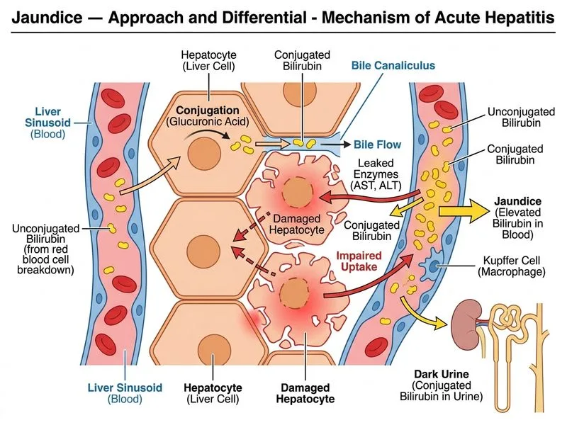 Jaundice — Approach and Differential diagram