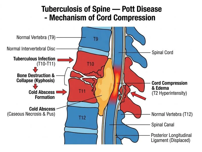 Tuberculosis of Spine — Pott Disease diagram