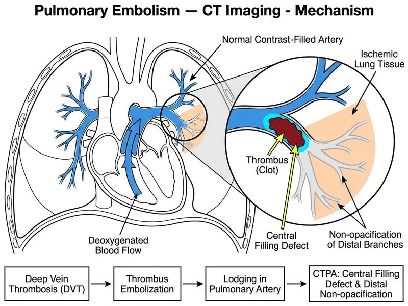 Pulmonary Embolism — CT Imaging diagram