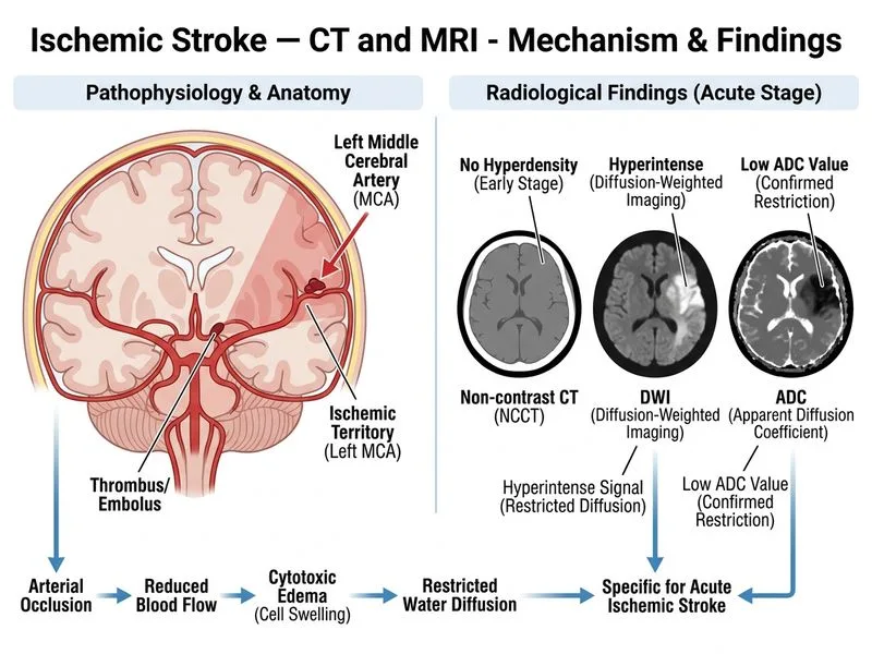 Ischemic Stroke — CT and MRI diagram
