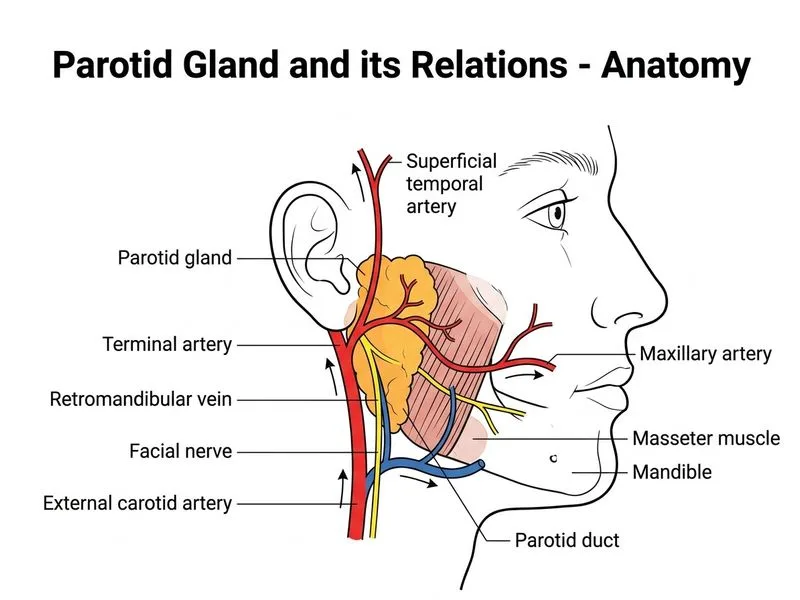 Parotid Gland and its Relations diagram