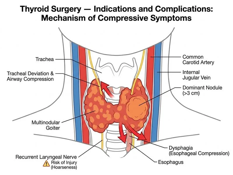 Thyroid Surgery — Indications and Complications diagram