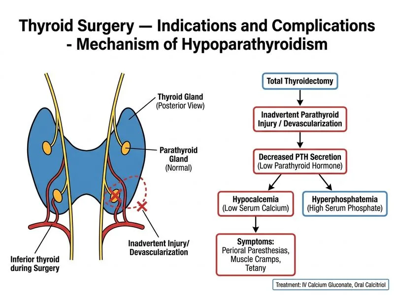 Thyroid Surgery — Indications and Complications diagram