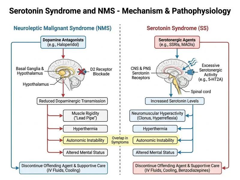 Serotonin Syndrome and NMS diagram