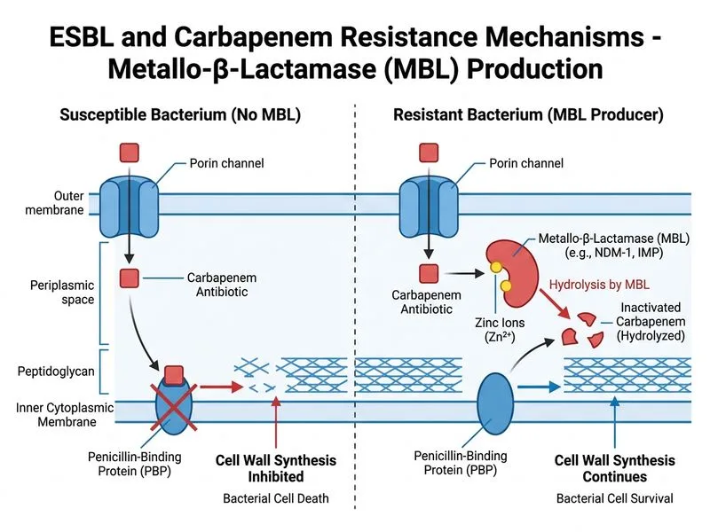 ESBL and Carbapenem Resistance Mechanisms diagram