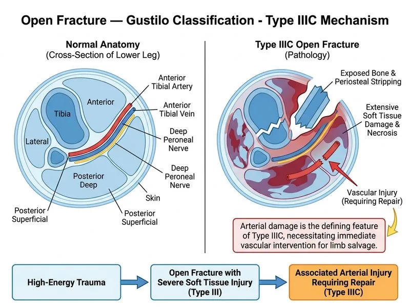 Open Fracture — Gustilo Classification diagram