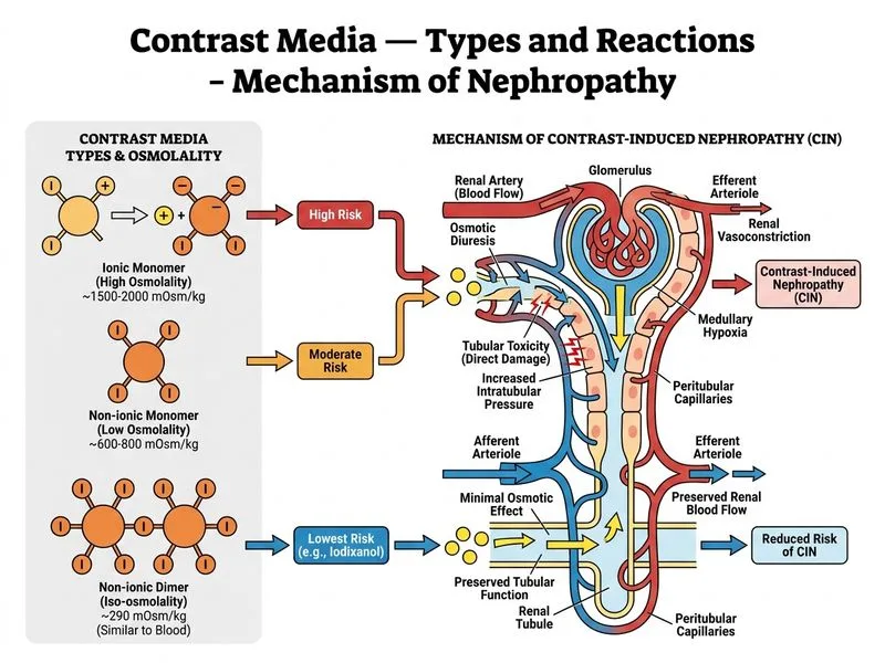 Contrast Media — Types and Reactions diagram