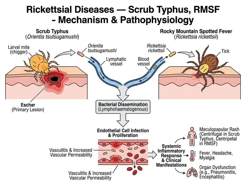 Rickettsial Diseases — Scrub Typhus, RMSF diagram