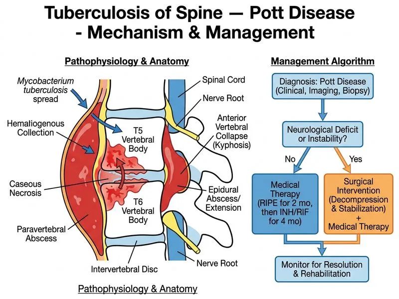 Tuberculosis of Spine — Pott Disease diagram