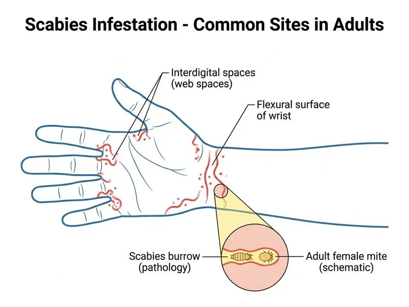 Scabies diagram