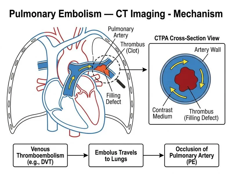 Pulmonary Embolism — CT Imaging diagram