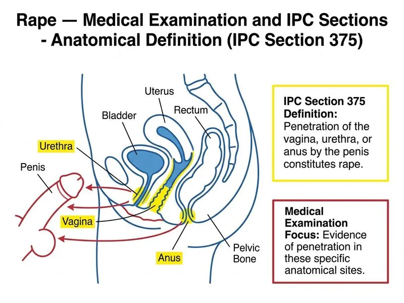 Rape — Medical Examination and IPC Sections diagram