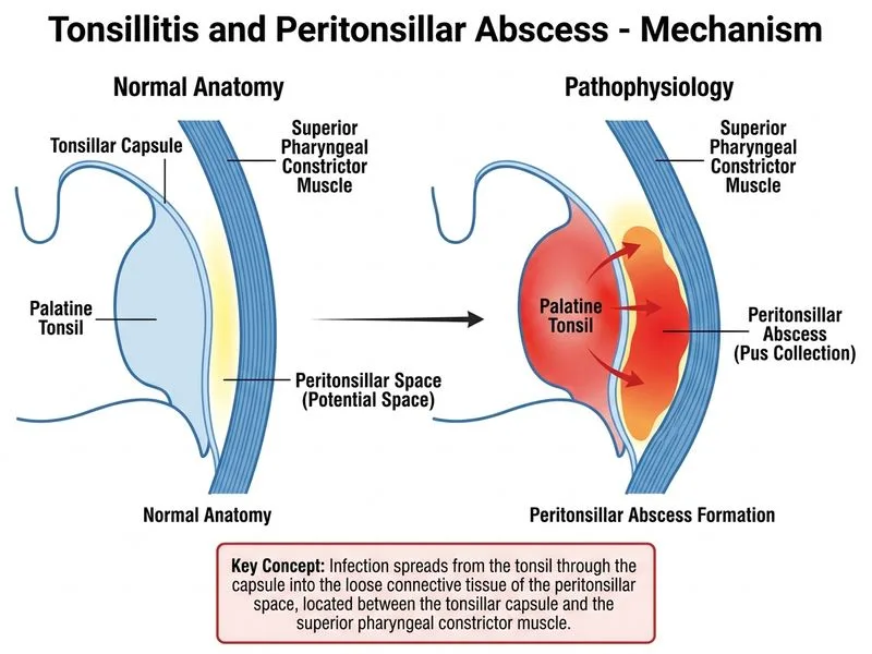 Tonsillitis and Peritonsillar Abscess diagram