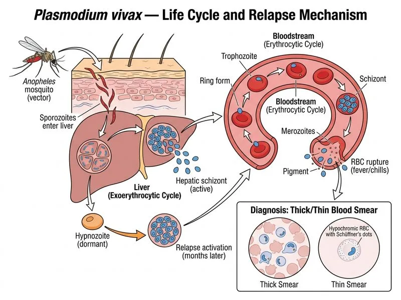 Plasmodium — Life Cycle and Diagnosis diagram