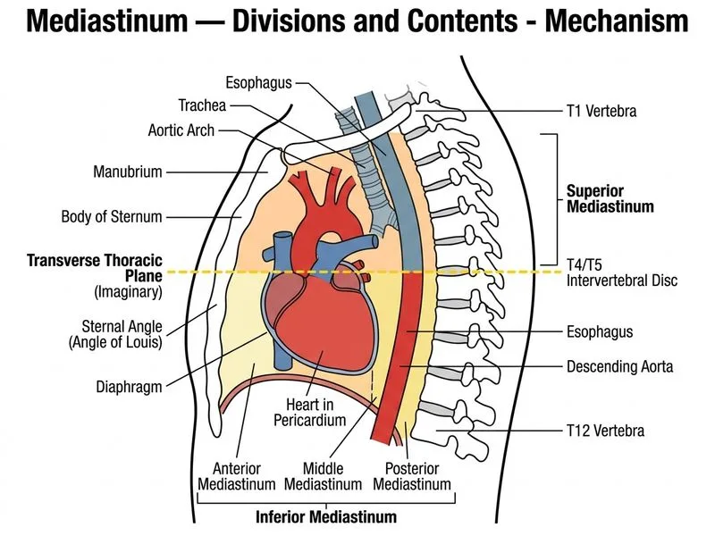Mediastinum — Divisions and Contents diagram