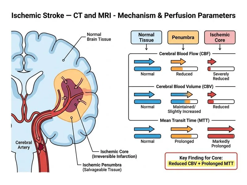 Ischemic Stroke — CT and MRI diagram