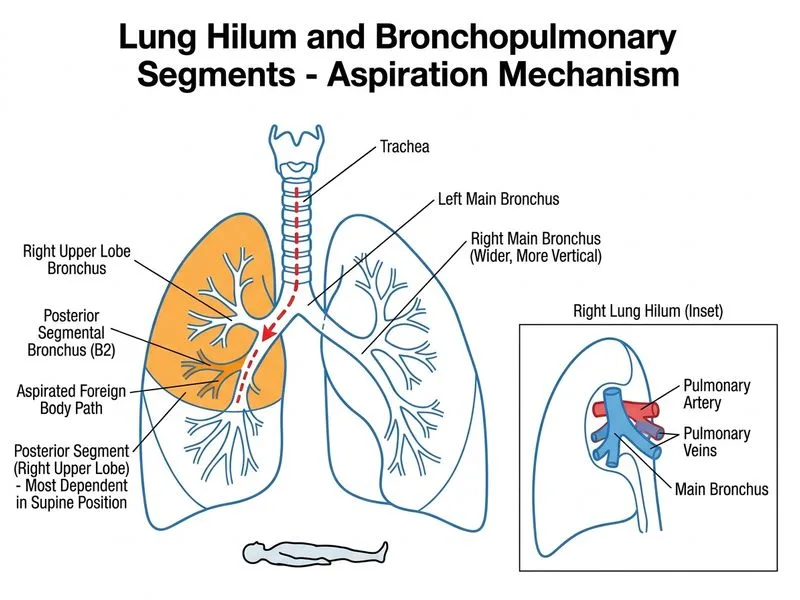 Lung Hilum and Bronchopulmonary Segments diagram