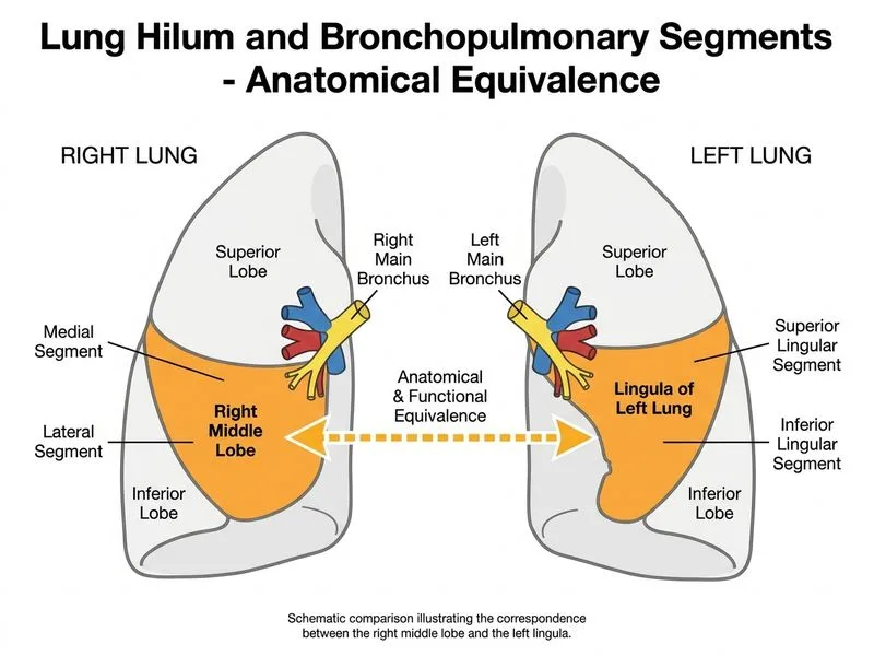 Lung Hilum and Bronchopulmonary Segments diagram