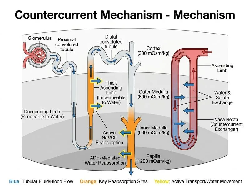 Countercurrent Mechanism diagram