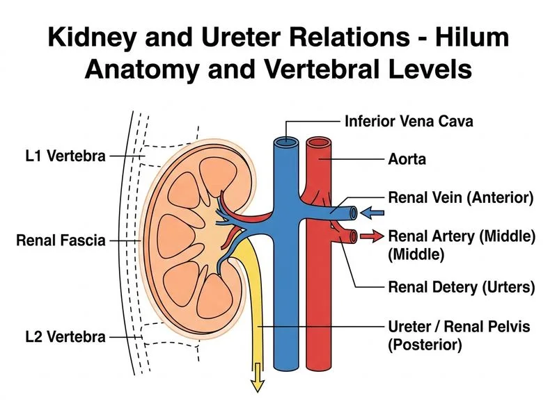 Kidney and Ureter Relations diagram