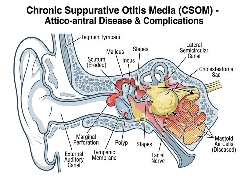 Chronic Suppurative Otitis Media diagram