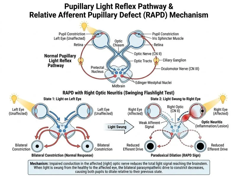 Pupillary Reflexes and Pathologies diagram
