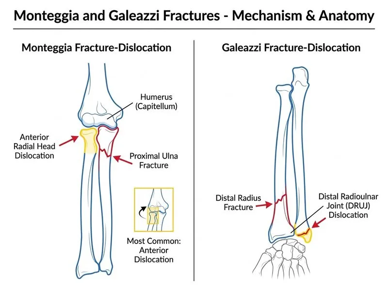 Monteggia and Galeazzi Fractures diagram