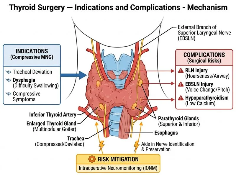 Thyroid Surgery — Indications and Complications diagram
