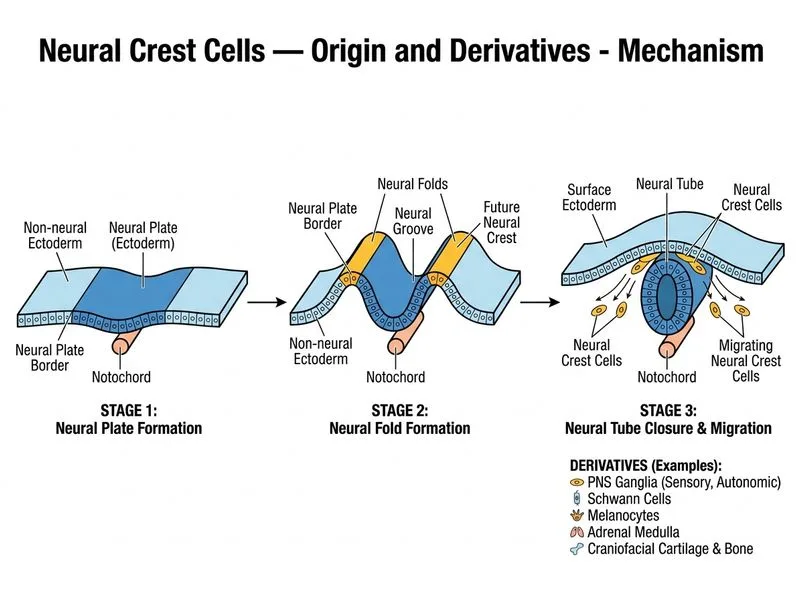 Neural Crest Cells — Origin and Derivatives diagram