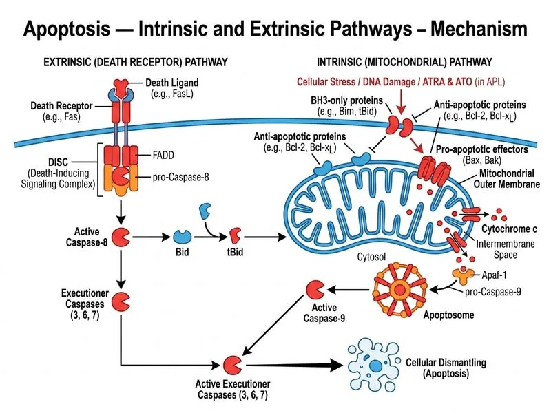 Apoptosis — Intrinsic and Extrinsic Pathways diagram