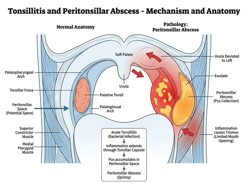 Tonsillitis and Peritonsillar Abscess diagram