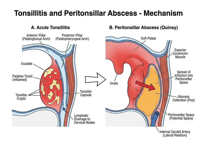 Tonsillitis and Peritonsillar Abscess diagram
