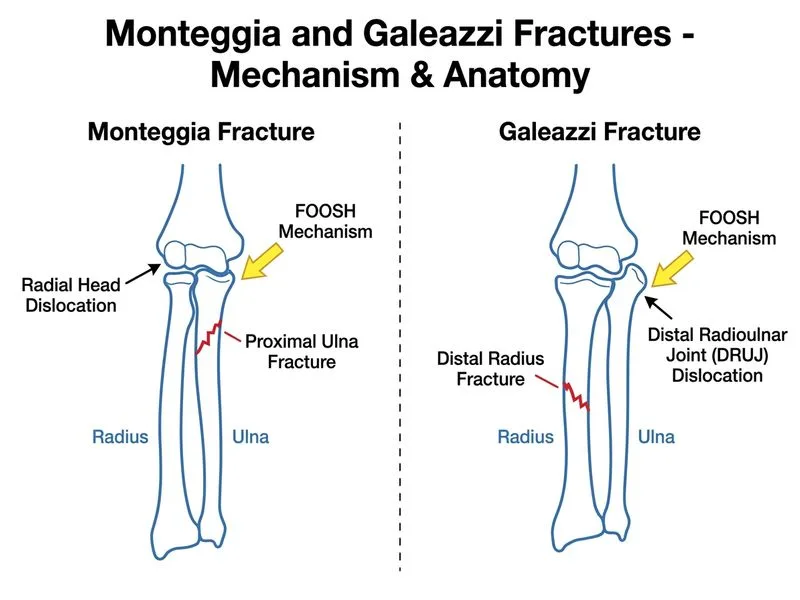Monteggia and Galeazzi Fractures diagram