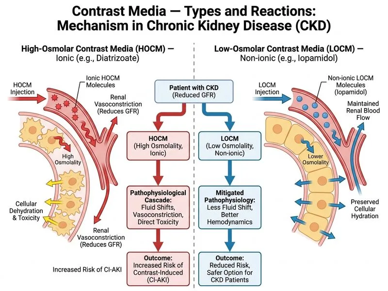 Contrast Media — Types and Reactions diagram