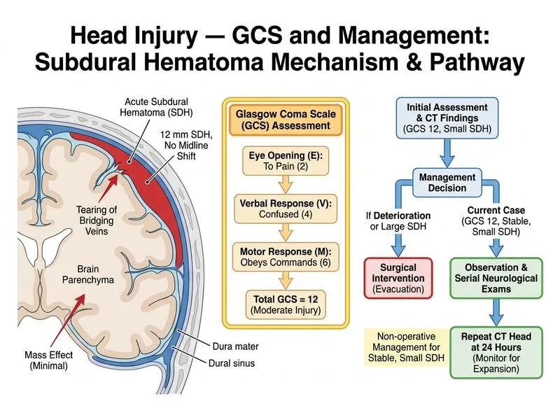 Head Injury — GCS and Management diagram