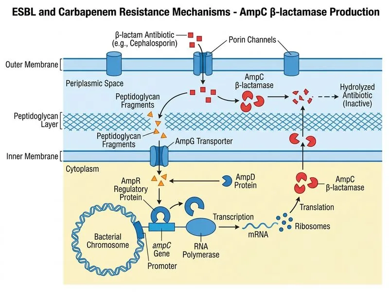 ESBL and Carbapenem Resistance Mechanisms diagram