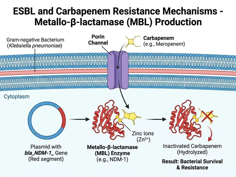 ESBL and Carbapenem Resistance Mechanisms diagram