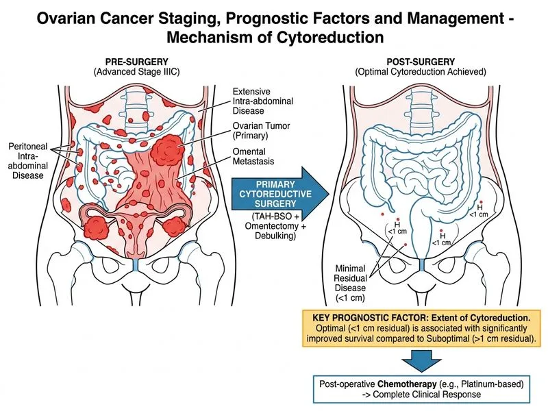 Ovarian Cancer Staging, Prognostic Factors and Management diagram