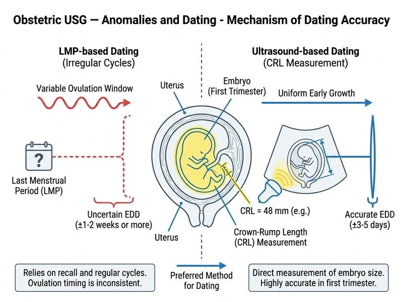 Obstetric USG — Anomalies and Dating diagram