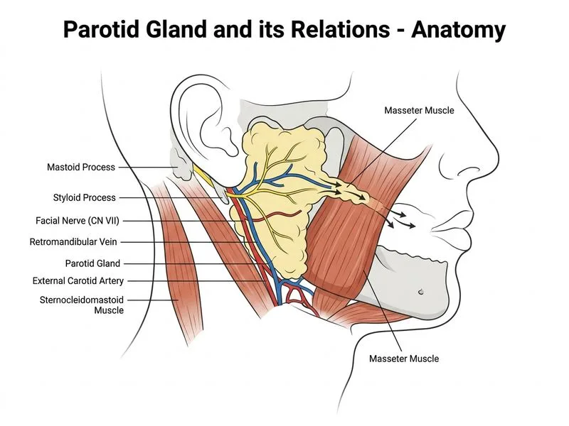 Parotid Gland and its Relations diagram