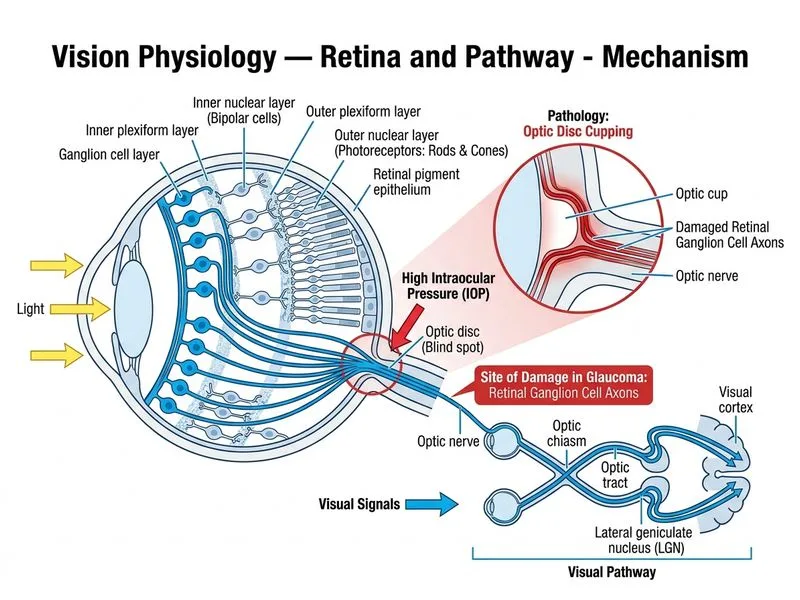 Vision Physiology — Retina and Pathway diagram