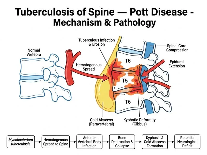 Tuberculosis of Spine — Pott Disease diagram