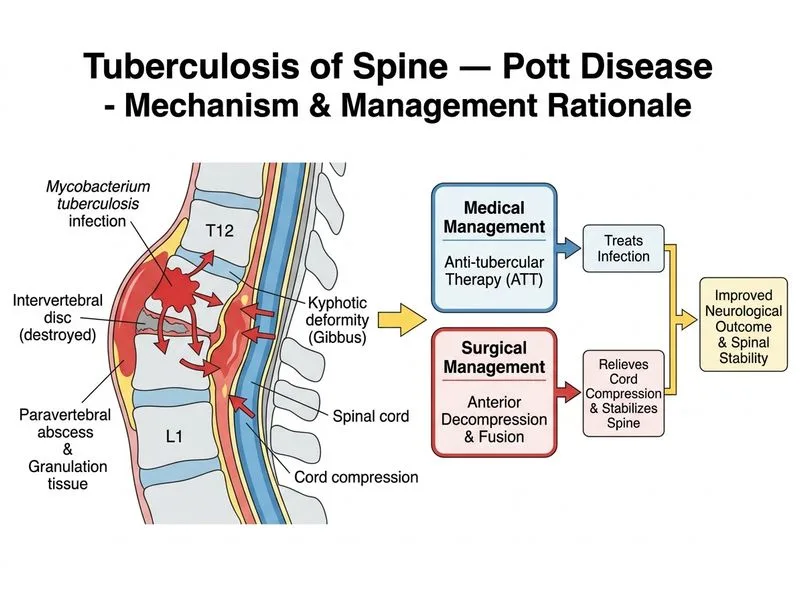 Tuberculosis of Spine — Pott Disease diagram
