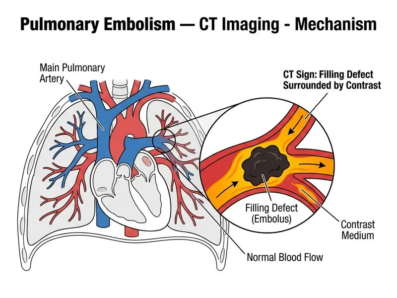 Pulmonary Embolism — CT Imaging diagram
