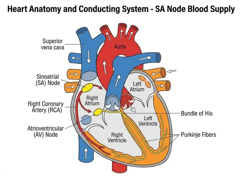 Heart Anatomy and Conducting System diagram
