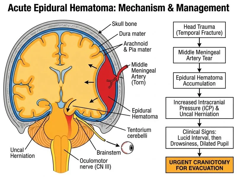 Acute Epidural Hematoma Management diagram